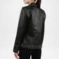 Black leather jacket with studs back view