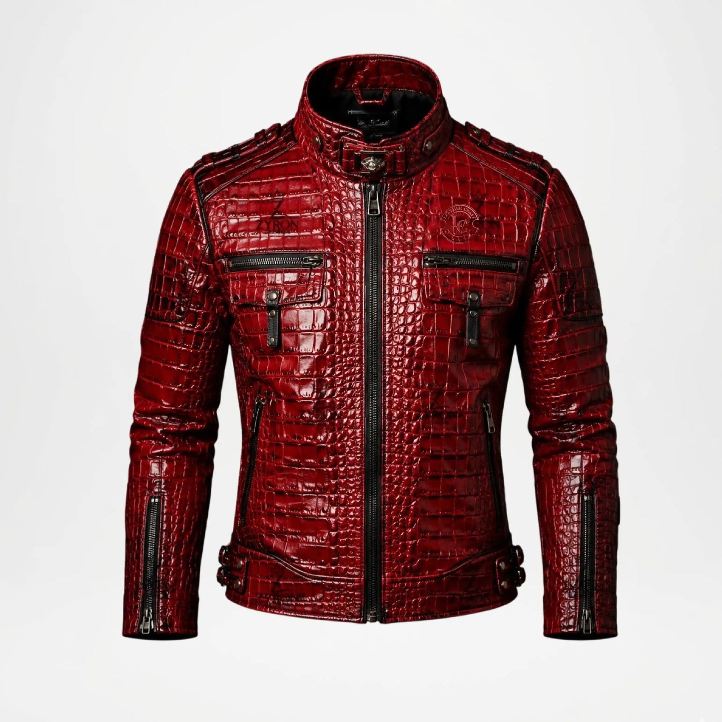 Red Crocodile Leather Jacket for Men