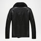 double breasted leather jacket black