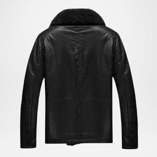 double breasted leather jacket black