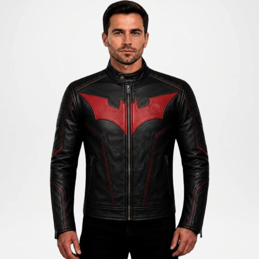 Batman Beyond Leather Jacket Black Red
