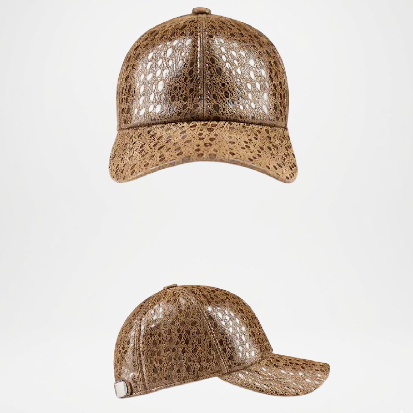 Chicago Mesh-Pattern Genuine Leather Cap for Men