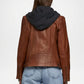 Women’s Tan Leather Jacket Vintage Style back veiw