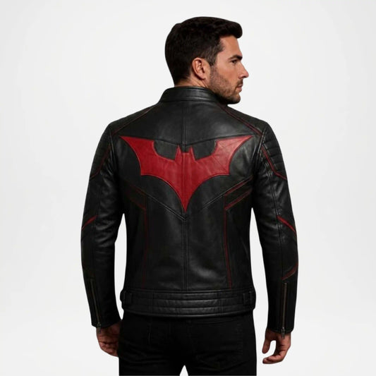 Batman Beyond Leather Jacket Black Red