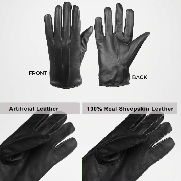Gordon Black Lined Leather Gloves For Men