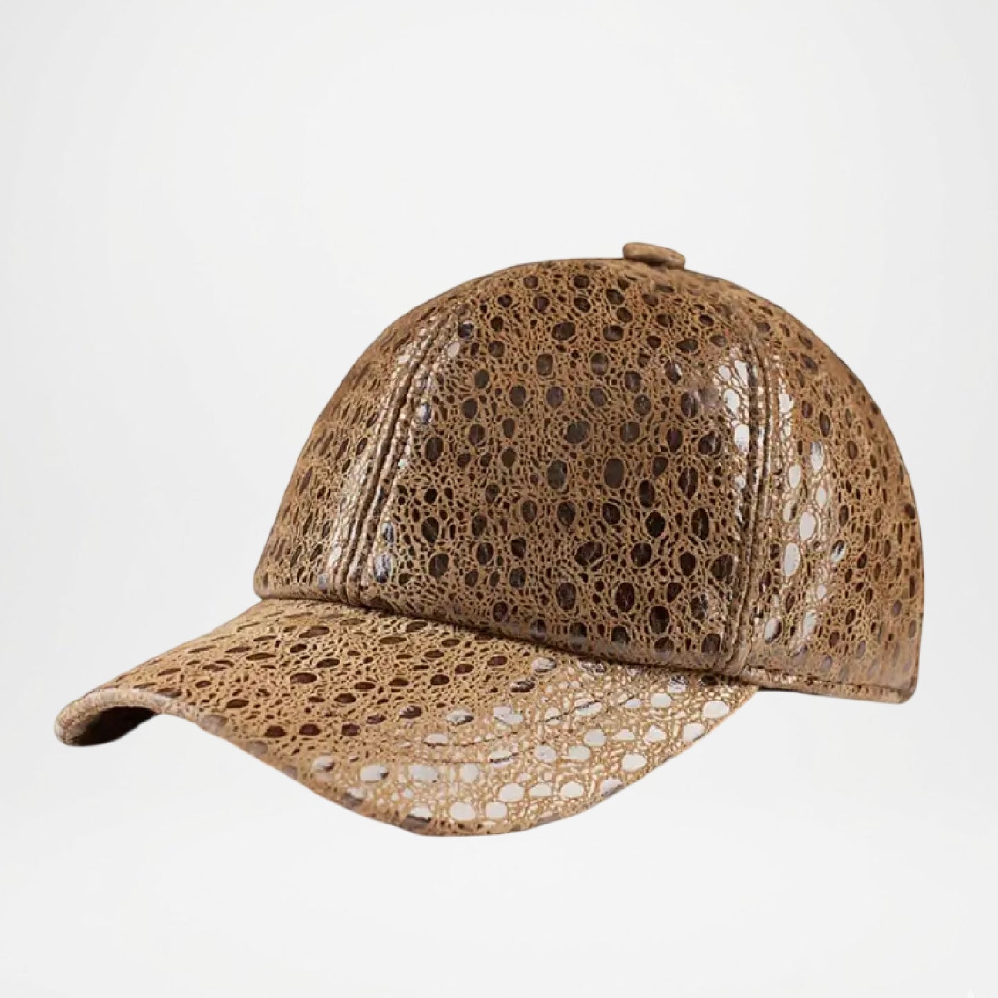 Chicago Mesh-Pattern Genuine Leather Cap for Men
