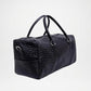 Cowhide Leather Duffle Bag Black Braided Travel Bag