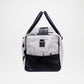 Black and white duffel bag with handles