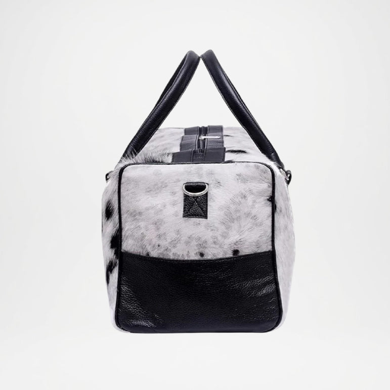 Black and white duffel bag with handles
