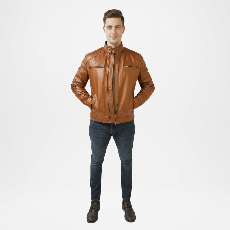 genuine leather racer jacket