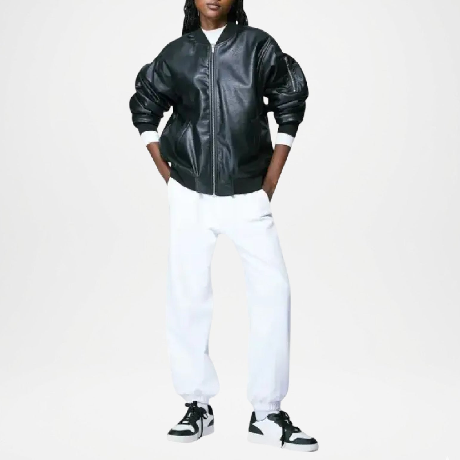 Leather Bomber Jacket Oversized Street Style