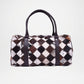 Checkered Cowhide Leather Duffle Bag Travel