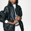 Women’s Black Leather Bomber Jacket