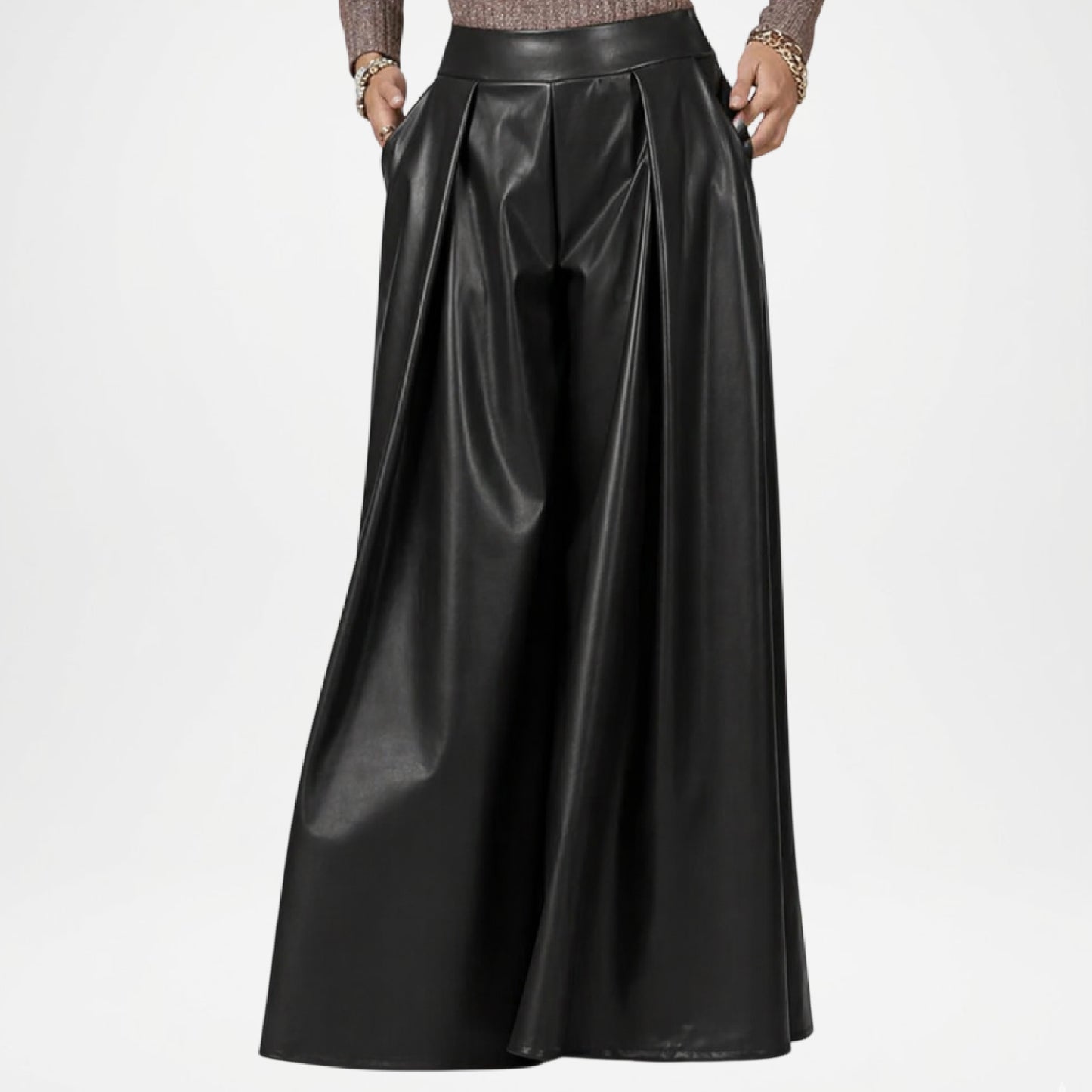 Adela Women’s Black Leather Pants – Elegant Modern Leather Trousers