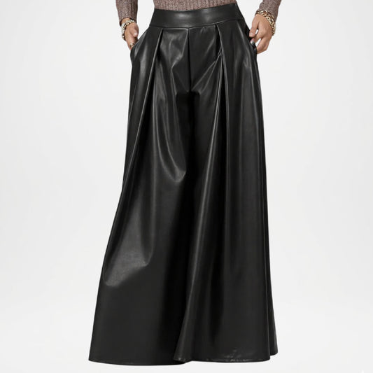 Adela Women’s Black Leather Pants – Elegant Modern Leather Trousers