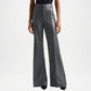 Women’s Grey Leather Flare Trousers for Trendy Street Style Look