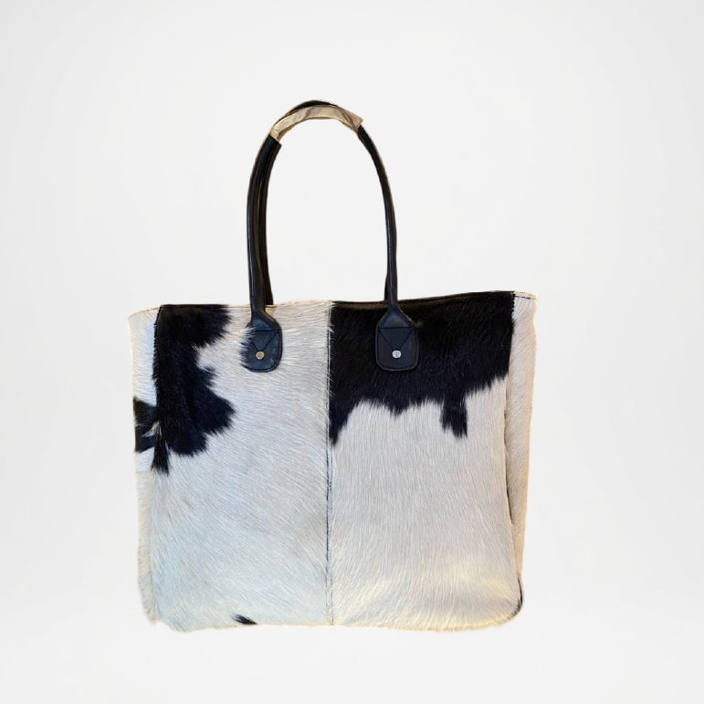Cowhide Leather Tote Bag – Noir Handcrafted Designer Tote Bag