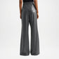 Women’s Grey Leather Flare Trousers for Trendy Street Style Look