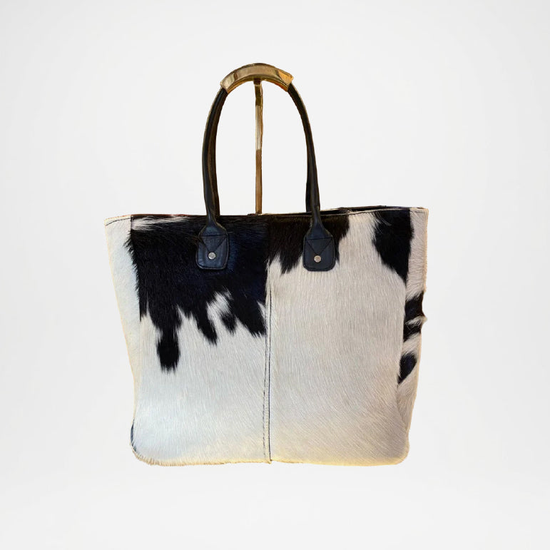 Cowhide Leather Tote Bag – Noir Handcrafted Designer Tote Bag