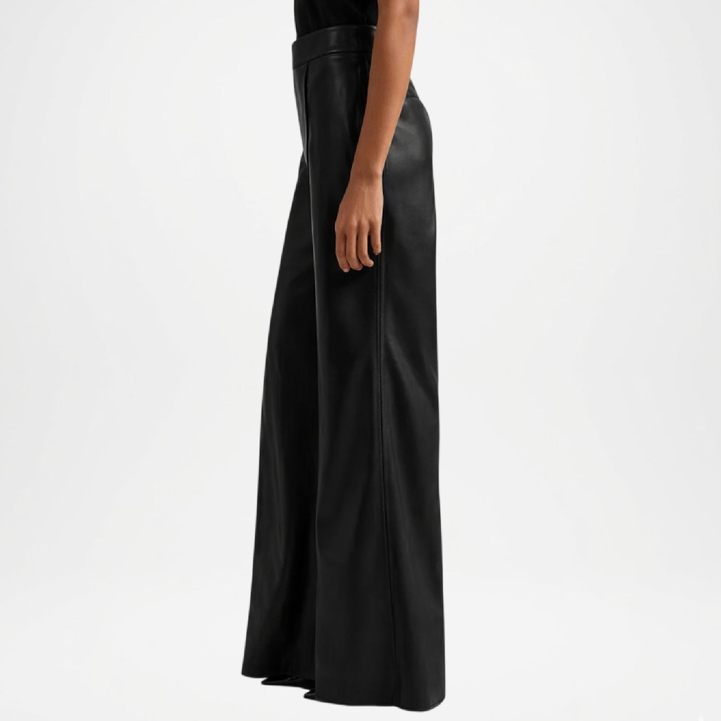 Andrea Women’s Black Leather Flare Pants – Sleek Modern Fit Pants