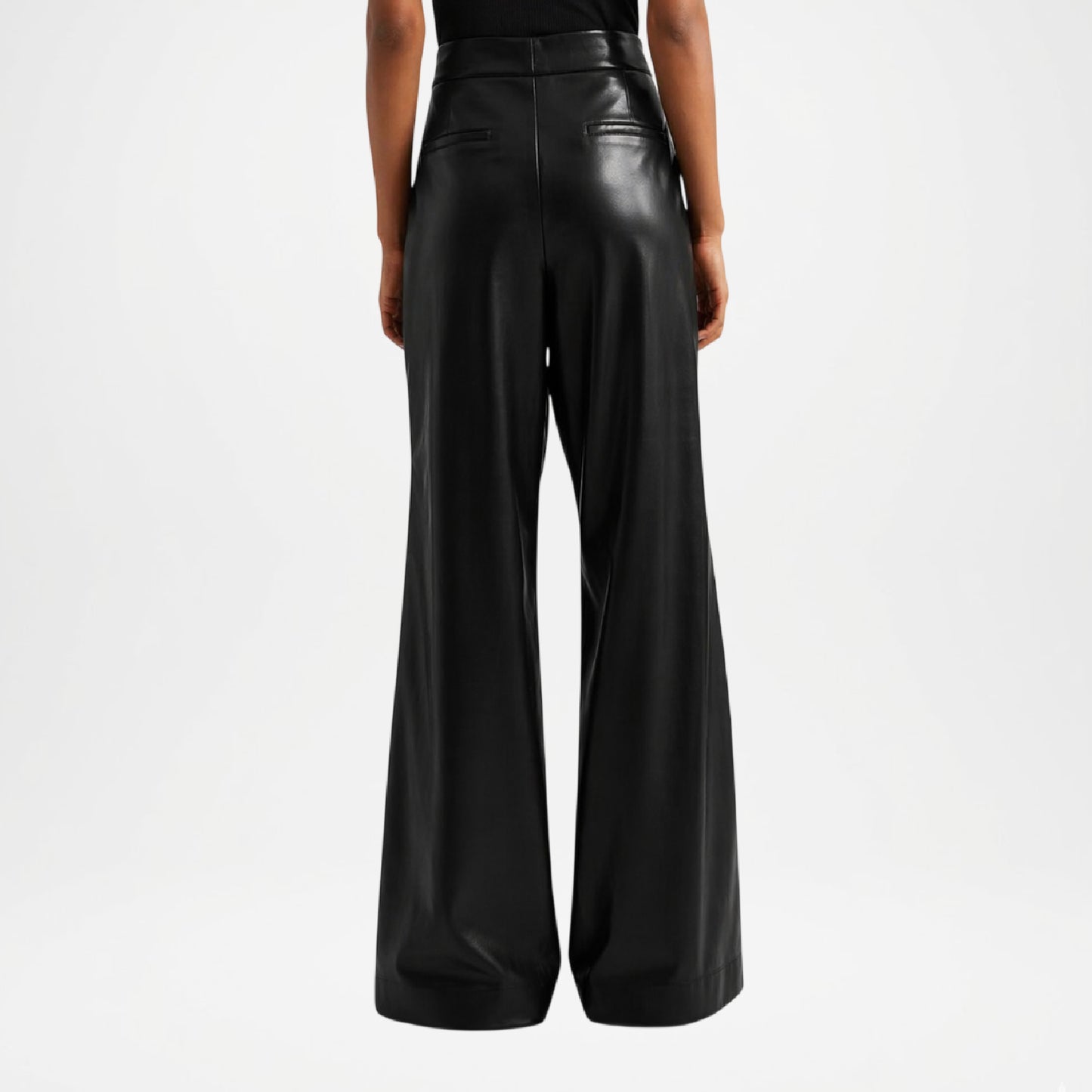 Andrea Women’s Black Leather Flare Pants – Sleek Modern Fit Pants