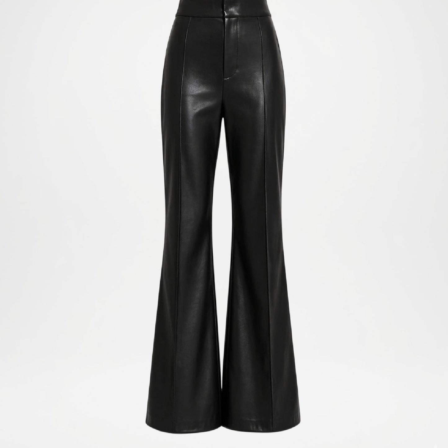Andrea Women’s Black Leather Flare Pants – Sleek Modern Fit Pants