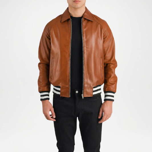 mens brown letterman jacket