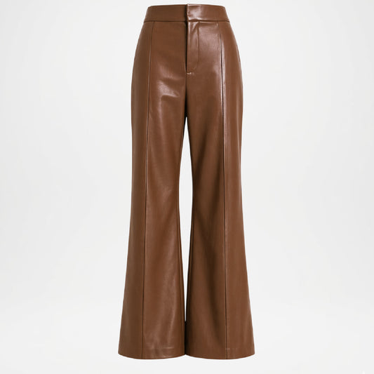 Andrea Women’s Brown Leather Flare Pants – Classic Vintage Leather Trousers