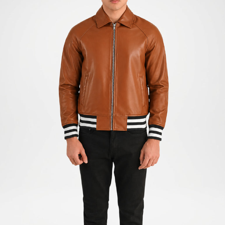 mens leather varsity style jacket