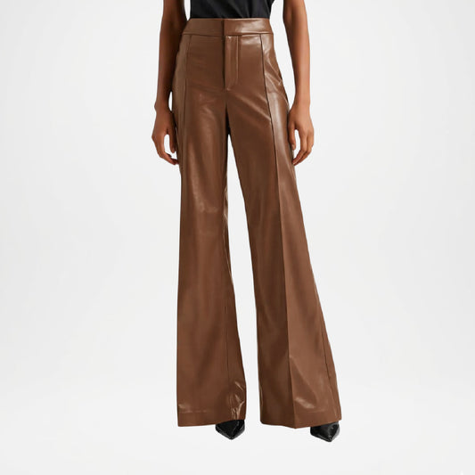 Andrea Women’s Brown Leather Flare Pants – Classic Vintage Leather Trousers