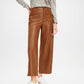 Bess Women’s Brown Leather Crop Pants – Casual Fashion Leather Pants