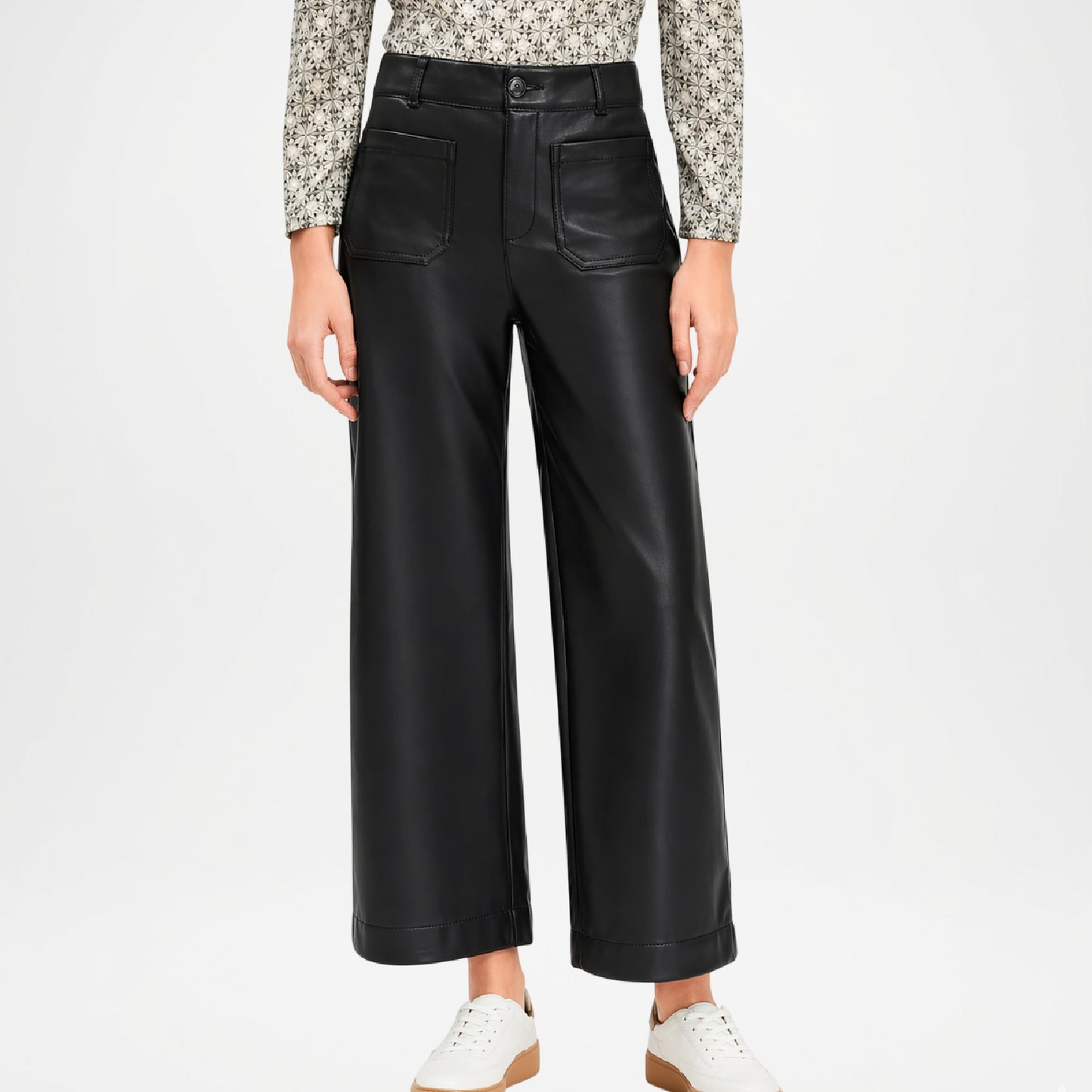 Bess Women’s Black Leather Crop Pants – Modern Slim Fit Pants