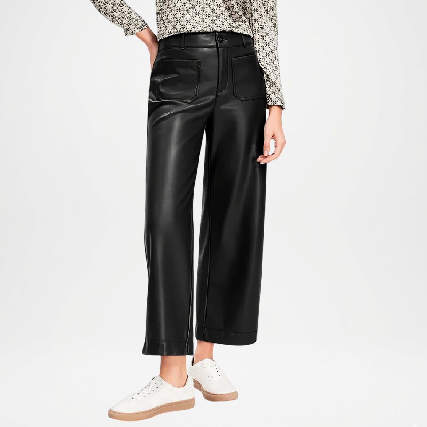 Bess Women’s Black Leather Crop Pants – Modern Slim Fit Pants