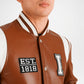 brown white letterman jacket