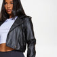 mable women's black cropped harrington leather jacket