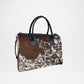 Handcrafted Brown White Cowhide Tote Bag – Unique Natural Leather Tote