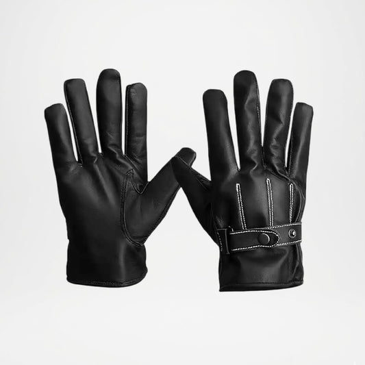 Harold Black Leather Motorcycle Gloves For Men
