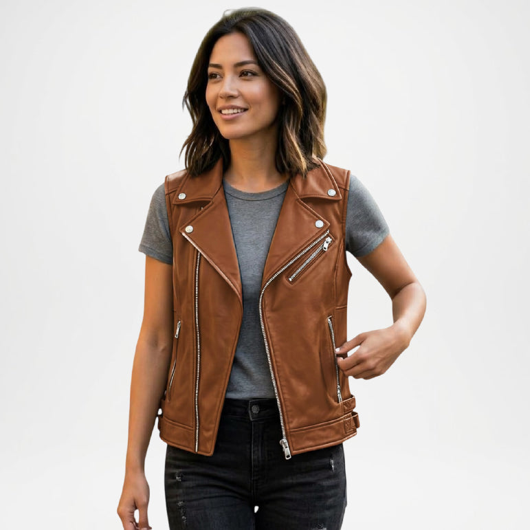 Brown Leather Vest Women