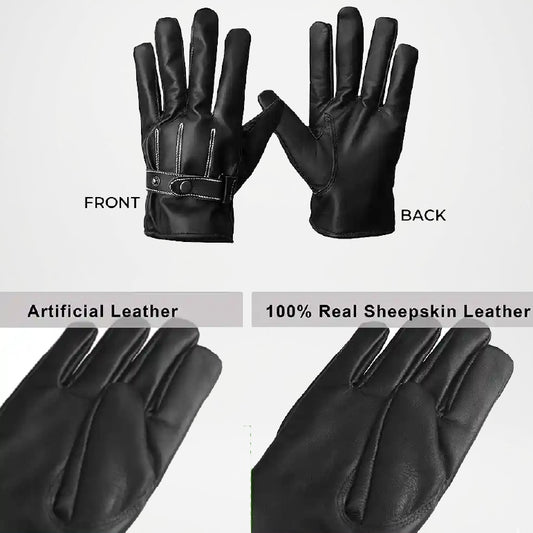 Harold Black Leather Motorcycle Gloves For Men