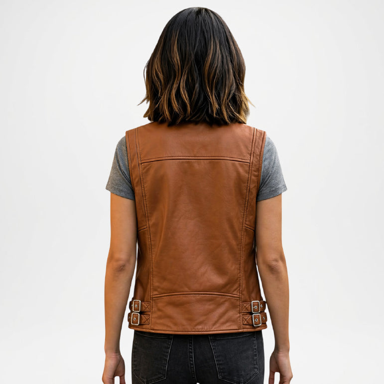 Brown Leather Vest Women