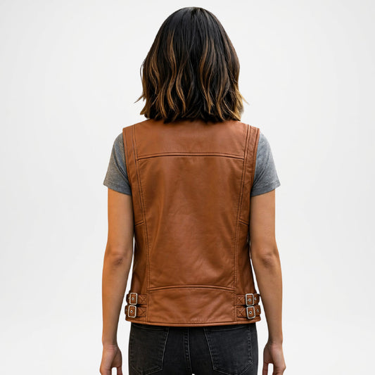 Brown Leather Vest Women