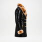 Black Faux Leather Coat Fur Collar – Men’s Winter Long Coat