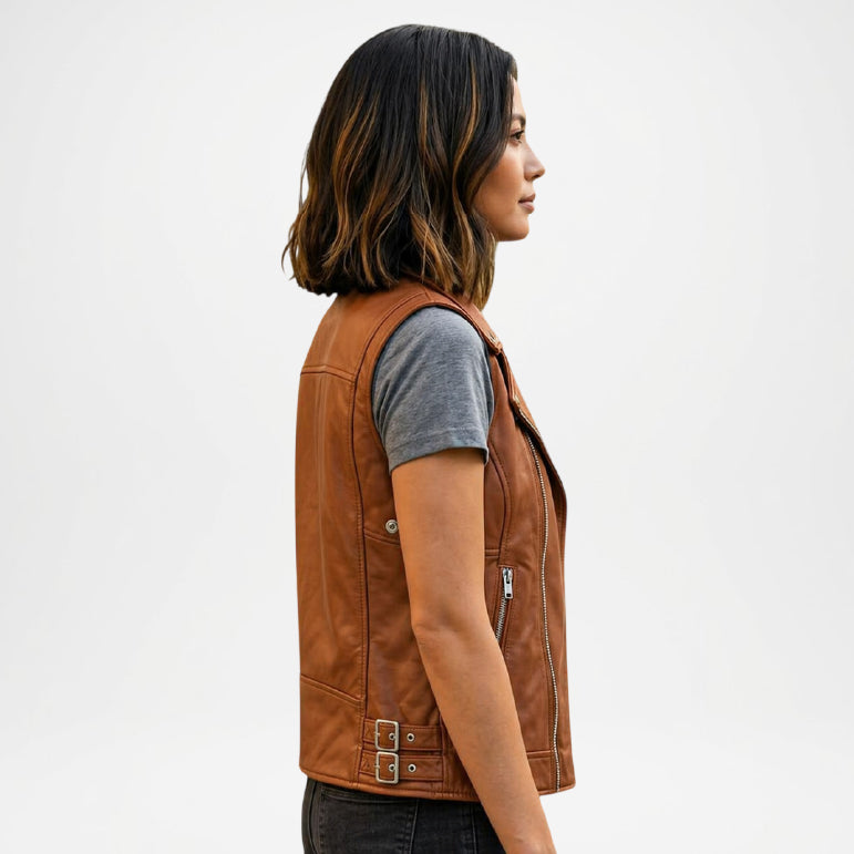 Brown Leather Vest Women