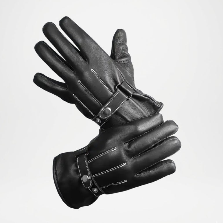 Harold Black Leather Motorcycle Gloves For Men