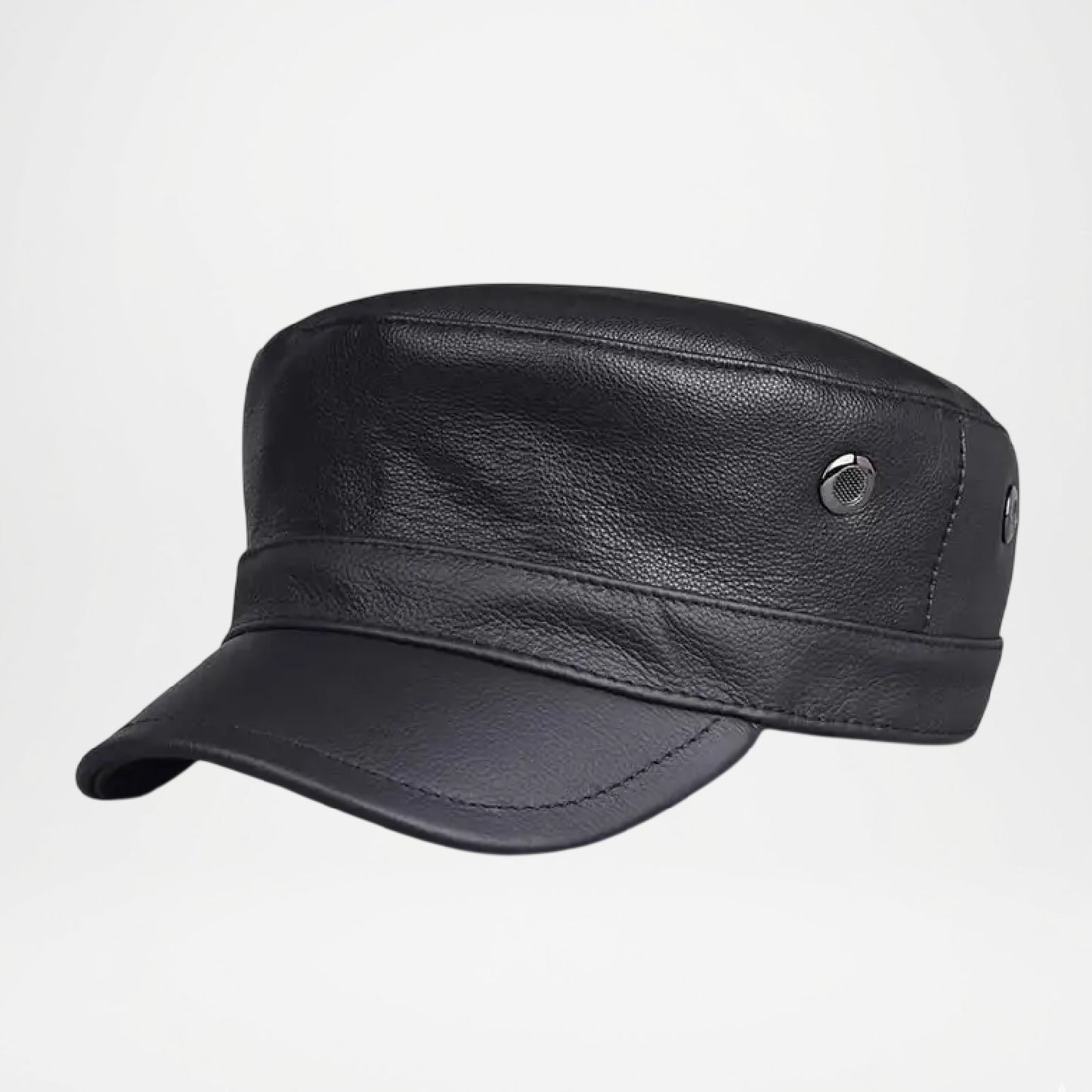 Chicago Plain Genuine Leather Army Cap