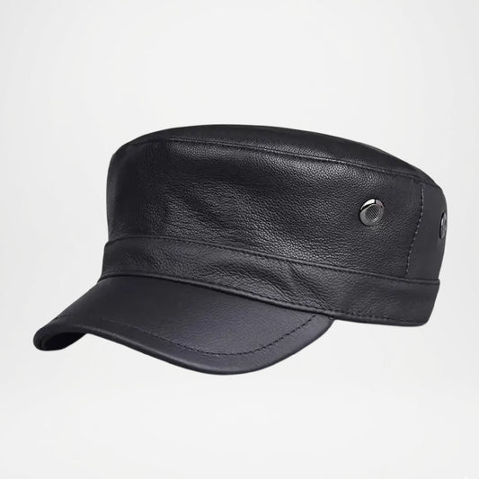 Chicago Plain Genuine Leather Army Cap