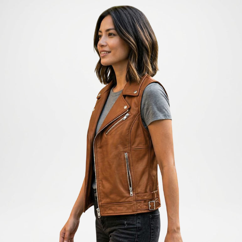 Brown Leather Vest Women