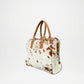Leather Tote Bag for Women – Brown White Cowhide Handcrafted Bag