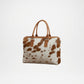 Leather Tote Bag for Women – Brown White Cowhide Handcrafted Bag