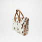 Leather Tote Bag for Women – Brown White Cowhide Handcrafted Bag